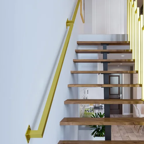 Miniatura 7 de Barandilla de hierro blanco de 2 pies, pasamanos de escalera de seguridad robustos de montaje en pared, capacidad de carga de 500 libras, barandilla