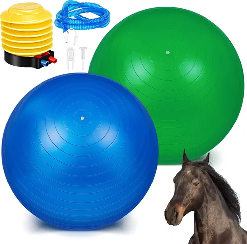 Miniatura 7 de Sotiff 2 pelotas de caballo de 40 pulgadas para jugar, caballo grande, equino, pastoreo, antiestallido, pelota de fútbol gigante para perro, bomba