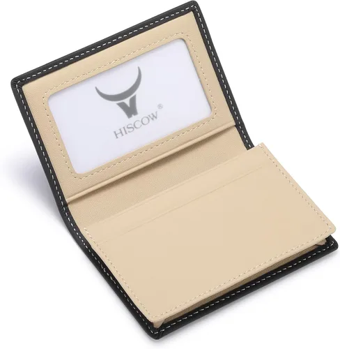 Miniatura 30 de Funda de piel para tarjetas de visita para hombres y mujeres, piel de becerro italiana Café