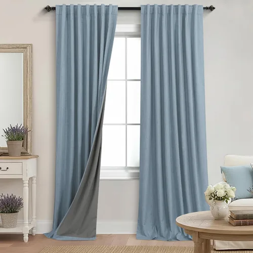 Miniatura 11 de KOUFALL - Cortinas de medio estilo francés de lino para ventana, juego de 2 cortinas cortas de 40 pulgadas de longitud, para privacidad, cortinas