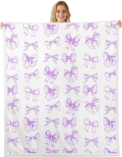 Miniatura 31 de Manta de franela de forro polar con lazos rosados femeninos de 40 x 50 pulgadas, manta mullida de corazones para el día de San Valentín para sofá