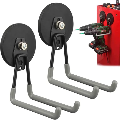 Miniatura 7 de ULIBERMAGNET Ganchos magnéticos de garaje resistentes, ganchos magnéticos fuertes para taladro eléctrico, herramientas de jardín, manguera, tablero
