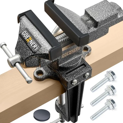Tornillo universal combinado de doble propósito de 3.3 pulgadas con base giratoria de 360°, tornillo de banco o tornillo de mesa con ajuste rápido,