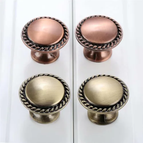Miniatura 7 de Perilla redonda de estilo retro para armario, cajón, muebles de cocina, vestidor, puerta, armario y persianas de baño, manija de tirador de bronce