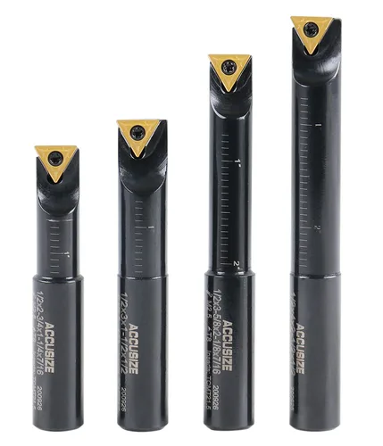 Miniatura 4 de Accusize Industrial Tools Juego de 4 barras de mandrinar indexables de vástago redondo de 1/2 pulgadas con inserciones de carburo Tcmt21.50, 90