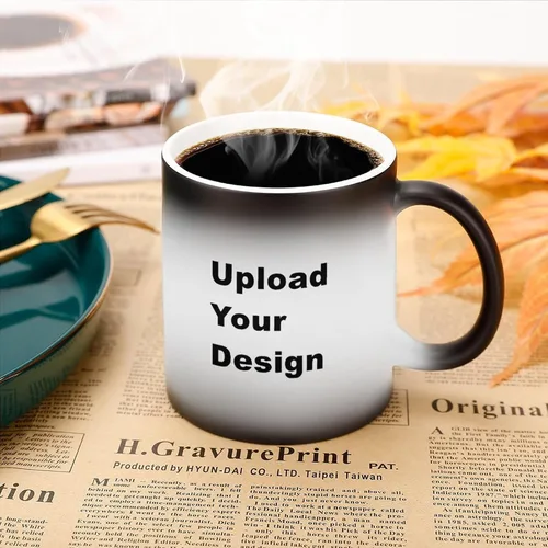 Miniatura 5 de Taza de café personalizada que cambia de color de 11 onzas, taza mágica de cerámica con imagen o texto, sensible al calor, de dos caras, divertida