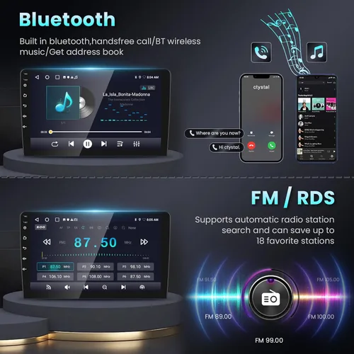 Miniatura 8 de Radio de coche para Toyota Corolla 2009-2013 estéreo de coche con Carplay inalámbrico Android Auto, pantalla táctil de 9 pulgadas 1080P DSP