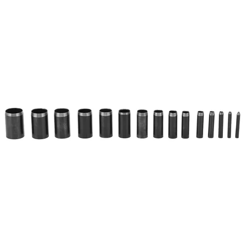 Miniatura 4 de Tissting Juego de 15 perforadores de cuero, 0.039-0.591 in, 15 tamaños, herramienta de troquelado para correa de reloj, cartera, cinturón, lona