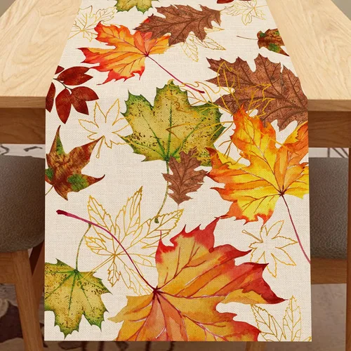 Miniatura 9 de Seliem Juego de 4 manteles individuales de hojas de arce otoñales, manteles individuales de otoño con hojas doradas y rústicas para mesa de comedor