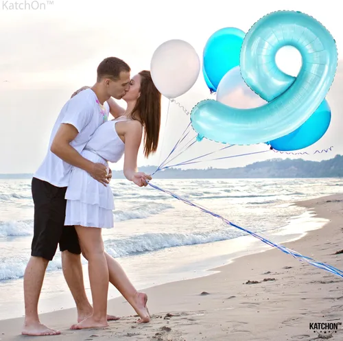 Miniatura 166 de KatchOn, Globo grande azul número 2 de 40 pulgadas Decoraciones de cumpleaños de Baby Shark para niño de 2 años Globo azul número 2 Globo