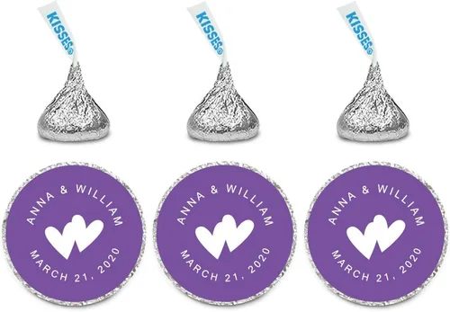 Miniatura 9 de Andaz Press Etiquetas personalizadas de gota de chocolate para boda, nombres y fecha redondos de novios, azul bebé, paquete de 240, personalizadas
