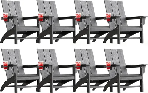 Miniatura 32 de Silla Adirondack moderna, sillas de patio de plástico HDPE para todo tipo de clima, silla para hoguera, sillas de césped al aire libre para terraza