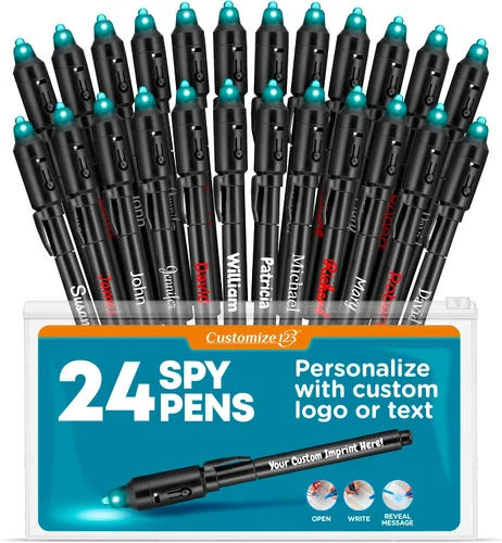 Miniatura 15 de Paquete de marcadores de tinta invisible que desaparecen personalizados, escritor de mensajes secretos personalizados con luz UV, diversión
