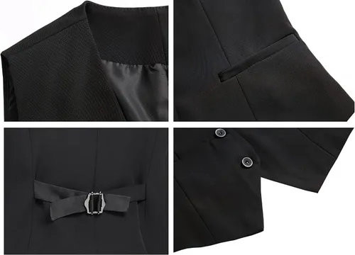 Miniatura 6 de Foucome Traje de vestir formal de negocios ajustado regular para mujer, chaleco con botones