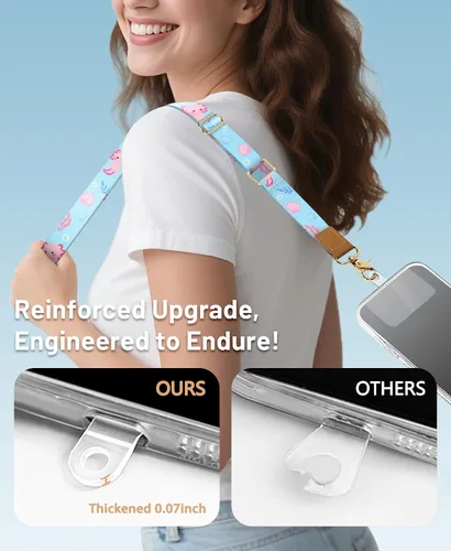 Miniatura 3 de Yonlevres - Cordón cruzado para celular con correa para muñeca, diseño de ajolotes bonitos, para colgar alrededor del cuello, correa ajustable