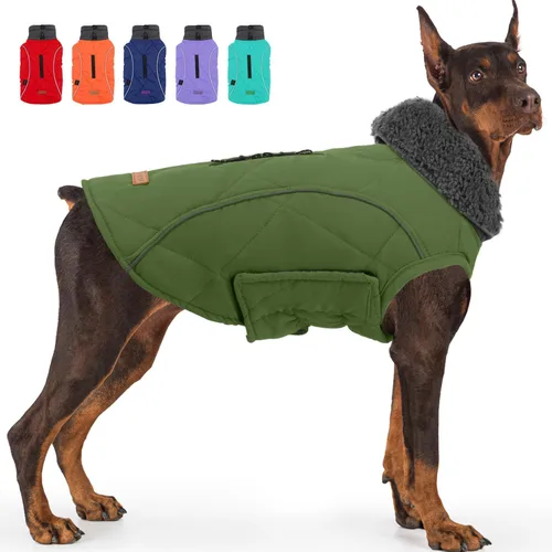 Miniatura 12 de EMUST Chamarras para perros, talla pequeña/mediana/grande, abrigo de invierno para perros grandes, azul oscuro, XL