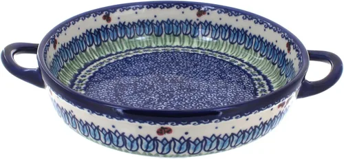 Miniatura 11 de Blue Rose Polish Pottery - Horno redondo pequeño Ashley naranja con asas, 9 pulgadas de diámetro, único, apto para lavavajillas y duradero