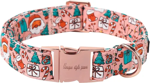 Miniatura 25 de Collar de perro de Navidad de Unique Style Paws con hebilla de plástico y colgante, a cuadros rojo y negro, collares de algodón para cachorros