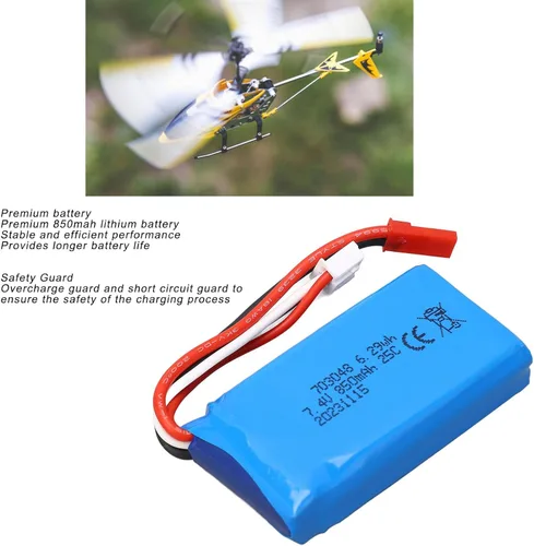 Miniatura 4 de RiToEasysports Batería de repuesto de avión RC, batería de helicóptero RC 7.4V 850mAh RC para V912V262V333V353BQ202 con enchufe rojo JST