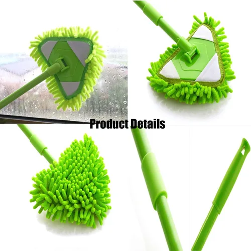 Miniatura 5 de Trapeador de limpieza triangular ajustable giratorio de 180 grados con cabezales de fregona reutilizables, esponjas de limpieza, trapeador