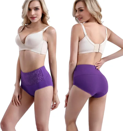 Miniatura 2 de Ropa interior de algodón para mujer, con control de abdomen, cintura alta, suave, transpirable, cobertura completa, paquete múltiple