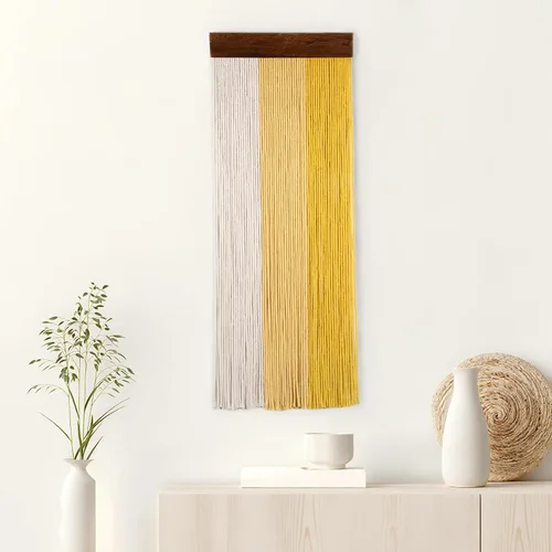 Miniatura 15 de Tapiz bohemio de macramé para colgar en la pared, tejido teñido anudado de fibra verde y blanca, hecho a mano, para colgar en la pared, grande