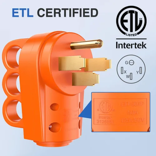 Miniatura 5 de Nilight Enchufe de repuesto para autocaravana de 50 amperios, 125/250 voltios, macho con mango ETL listado NEMA 14-50P para caravana, autocaravana