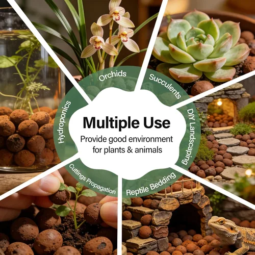 Miniatura 7 de Halatool 18LB de guijarros de arcilla Hydroton de 4mm-16mm, bolas ligeras de Leca para plantas en maceta, hidropónica, jardinería, orquídeas, 18