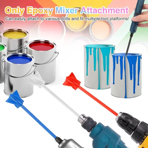 Miniatura 6 de Paletas mezcladoras de resina, 4 paletas mezcladoras de pintura reutilizables, accesorio multiuso para resina, pintura, silicona, mezcla de esmalte
