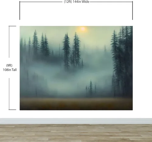 Miniatura 2 de Papel tapiz de bosque brumoso, papel tapiz extraíble de bosque, papel tapiz de bosque brumoso, papel tapiz temporal, papel tapiz para guardería
