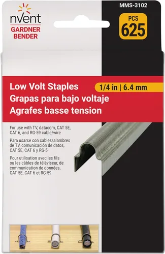 Miniatura 3 de Gardner Bender MMS-3102 - Grapa de bajo voltaje, CAT 5e, CAT 6, RG-59, ¼ pulgadas, paquete de 625, plateado metálico