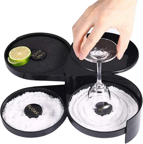 1 paquete de aplicador de borde de vaso de bar de 3 niveles para margarita y cóctel, herramienta para camarero, contenedor de especias tipo caja de