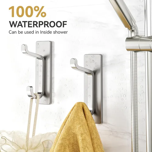 Miniatura 3 de Ganchos de Pared Autoadhesivos para Colgar: Extra Fuertes 13 LB, Gancho para Abrigo, Toalla en Baños, Ducha, Cocina, Pared, Gancho de Puerta, Níquel