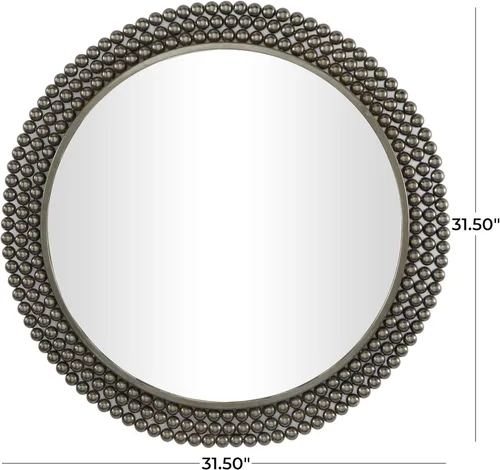 Miniatura 6 de CosmoLiving by Cosmopolitan Espejo de pared de metal para habitación, espejo de entrada con detalles de cuentas, espejo montado en la pared 32 x 1 x