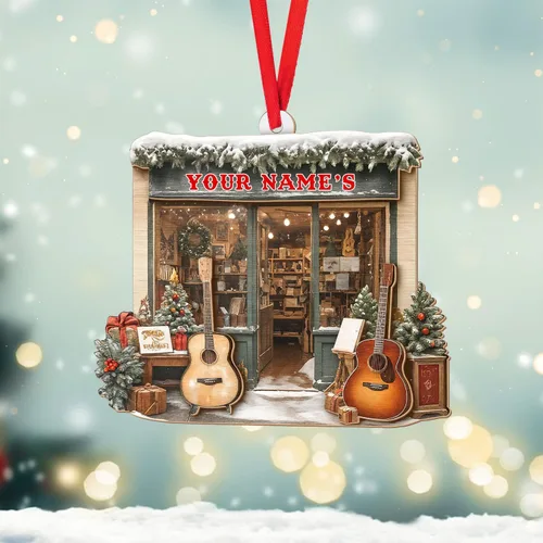 Miniatura 13 de MoonArt Adorno personalizado de guitarra de piano, nota musical de piano, adorno con forma de madera acrílica, regalo para amantes de la guitarra
