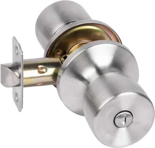 Miniatura 23 de HOSOM - Paquete de 1 perilla de puerta con cerradura y llave, perillas de puerta exterior color negro mate para dormitorio y baño, perilla de puerta