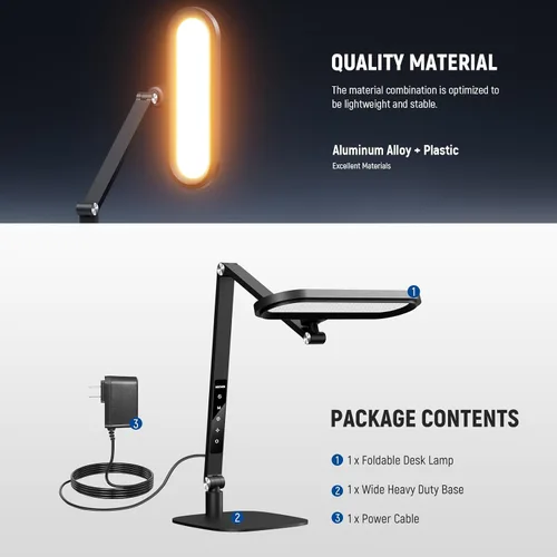 Miniatura 9 de NEEWER Basics - Lámpara LED de escritorio de 16 W para iluminación de lectura de videoconferencias en casa, oficina en casa, cuidado de los ojos