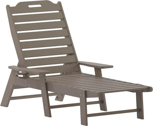 Miniatura 15 de Flash Furniture Monterey Tumbona Adirondack ajustable con soporte para tazas, silla de descanso de polietileno de alta densidad para todo