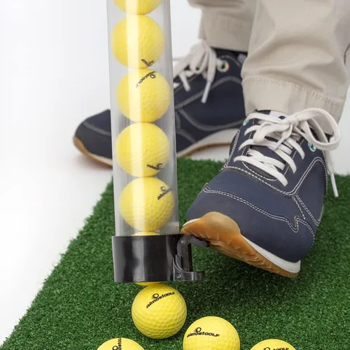 Miniatura 2 de ALMOSTGOLF Palo de práctica – Tubo de pelo largo con liberación de pelota, 24 pelotas de golf de práctica de vuelo limitado incluidas – Fabricado