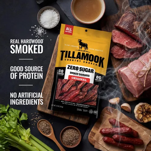 Miniatura 4 de Tillamook Country Smoker Zero Sugar Original Keto Friendly Salchichas ahumadas, 10 onzas (paquete de 2)