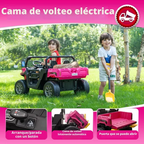 Miniatura 4 de Sopbost Juguetes de paseo de 24 V para niños grandes, camión volquete de 2 plazas con motores de 4 x 75 W, lado a lado, UTV para niños con ruedas