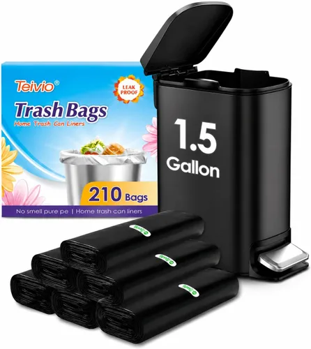 Miniatura 54 de Bolsas de basura fuertes de 1.2 galones, 220 unidades, bolsas de basura para baño, bolsas de plástico pequeñas para la oficina en casa, cocina, se