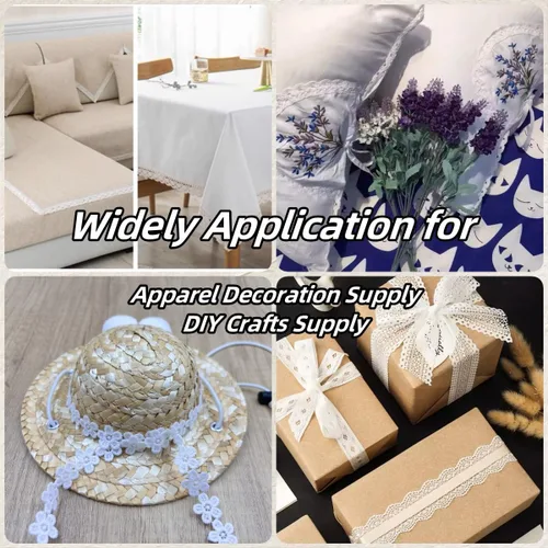 Miniatura 5 de Cinta de encaje bordada con patrón de corazón de 0.5 in, borde de ganchillo para manualidades de costura, decoración del hogar, accesorios de ropa