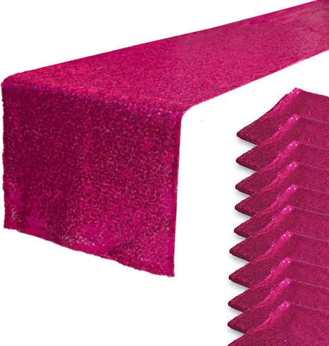Miniatura 13 de JYFLZQ Camino de mesa de lentejuelas negras de 12 x 72 pulgadas, manteles de mesa de tela con lentejuelas negras brillantes - Caminos brillantes
