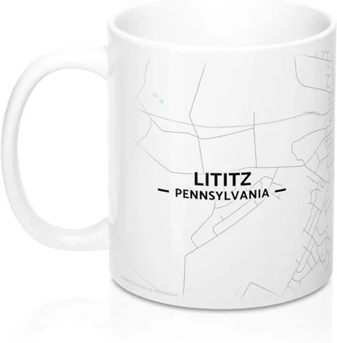 Miniatura 3 de Lititz, Pennsylvania PA Map Mug (11 oz)