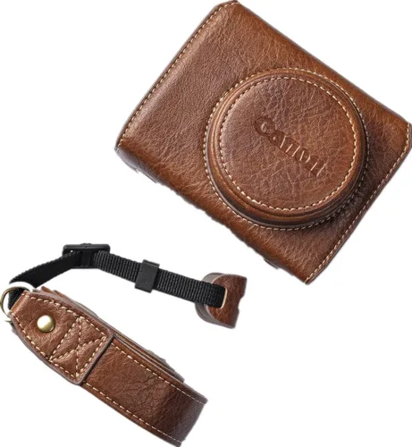 Miniatura 10 de Funda de piel sintética premium para cámara de cuerpo completo para Canon PowerShot G7 X Mark II/Mark III G7X2 G7X3 con correa para el cuello (negro)
