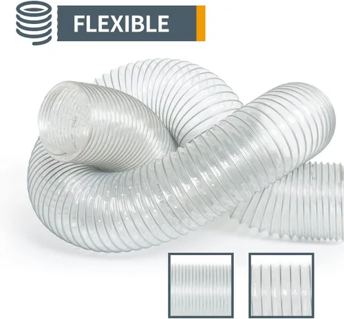 Miniatura 2 de POWERTEC Manguera antiestática de recolección de polvo de 6" x 10', manguera flexible de PVC colector de polvo para carpintería y garaje, sistema