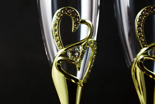 Miniatura 5 de Cuchillo de cristal para tostar de boda de oro y servidor de pastel de boda grabado personalizado