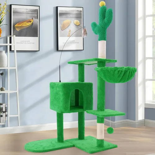 Miniatura 8 de Árbol gótico para gatos de interior para gatos grandes y adultos, torre gótica de 40.5 pulgadas con cama de ataúd, poste rascador, condominio