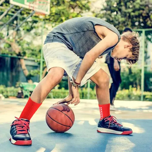 Miniatura 6 de Ultrafun 5 pares de calcetines de fútbol para hombre, calcetines de agarre acolchados antideslizantes para deportes de fútbol y baloncesto